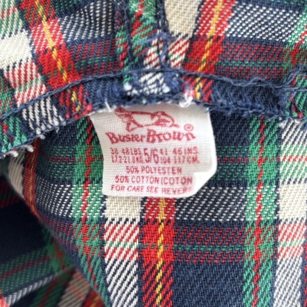Vintage Buster Brown Child 5/6 Long Sleeve Woven Plaid Hooded Shirt Made USA - Picture 6 of 6